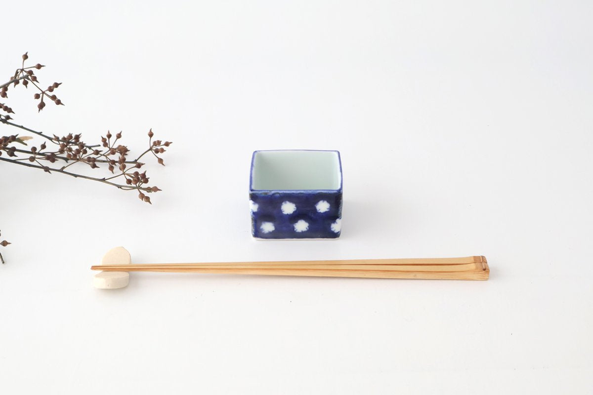 Small Square Bowl Blue and White Dot | Kobachi Hasami Ware