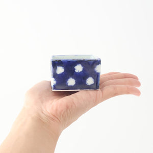 Small Square Bowl Blue and White Dot | Kobachi Hasami Ware