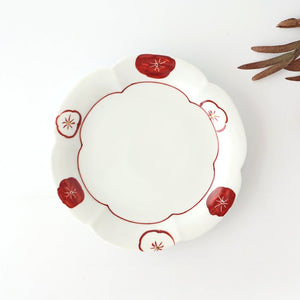 Koyo Kiln Flower-shaped Plate Red and White Plum | Arita Ware