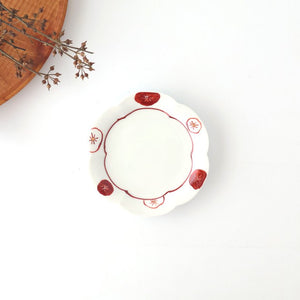 Koyo Kiln Round flowe-shape Small Plate Red and White Plum | Arita Ware