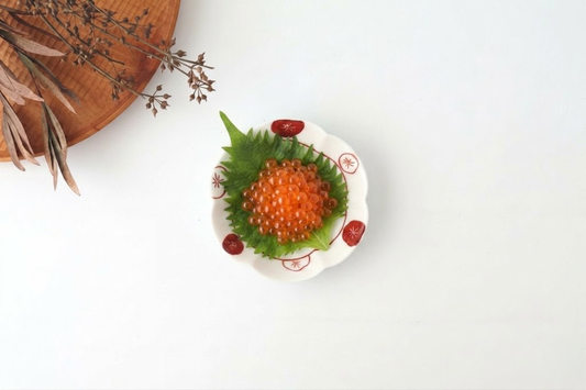 Koyo Kiln Round flowe-shape Small Plate Red and White Plum | Arita Ware