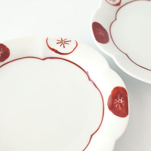 Koyo Kiln Round flowe-shape Small Plate Red and White Plum | Arita Ware