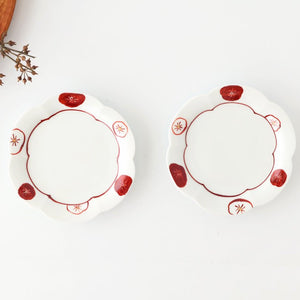 Koyo Kiln Round flowe-shape Small Plate Red and White Plum | Arita Ware