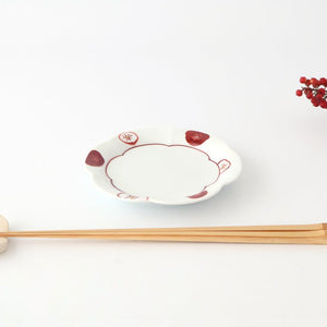 Koyo Kiln Round flowe-shape Small Plate Red and White Plum | Arita Ware