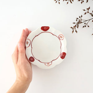 Koyo Kiln Round flowe-shape Small Plate Red and White Plum | Arita Ware