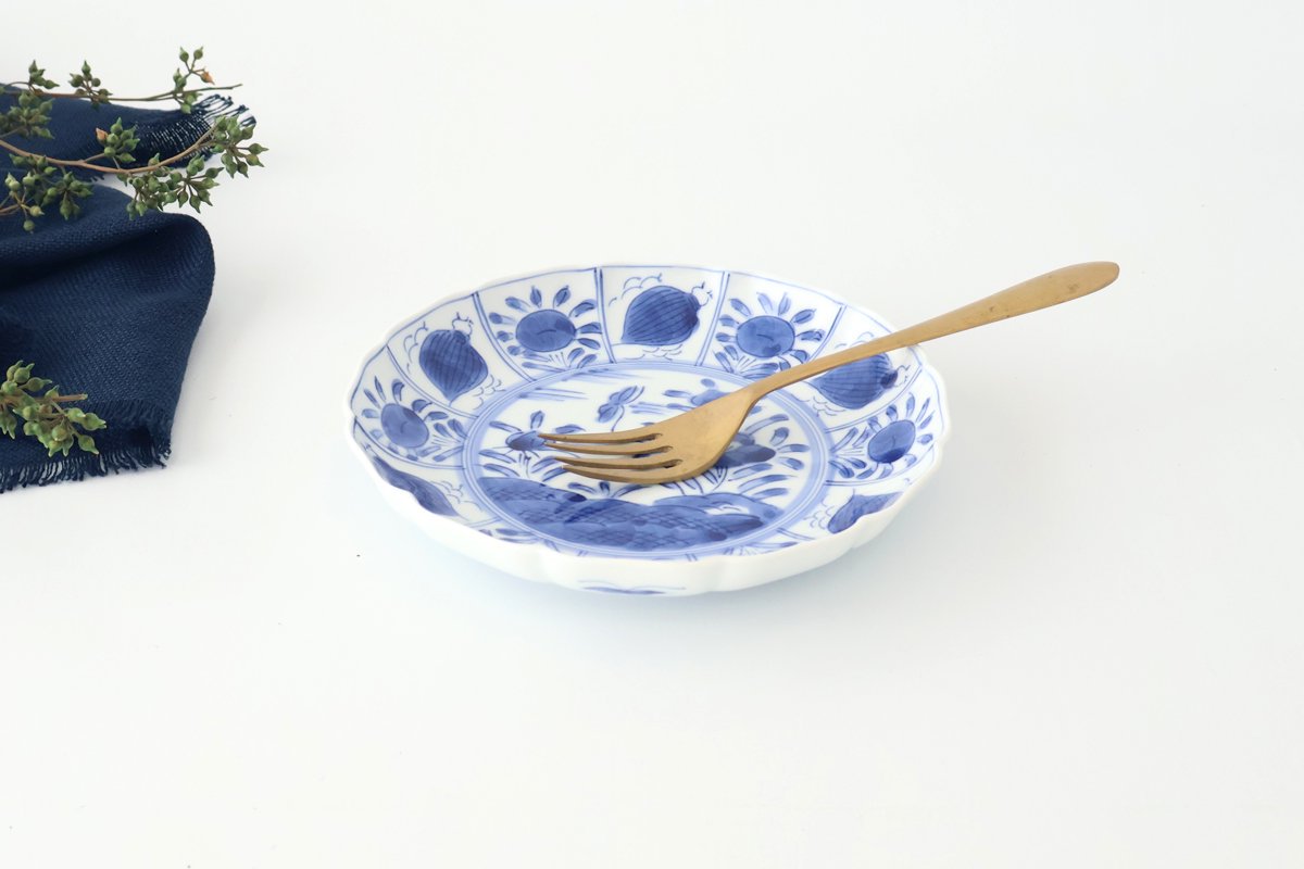 Plate Underglaze Blue Fuyo-de 18㎝/7in | Arita Ware