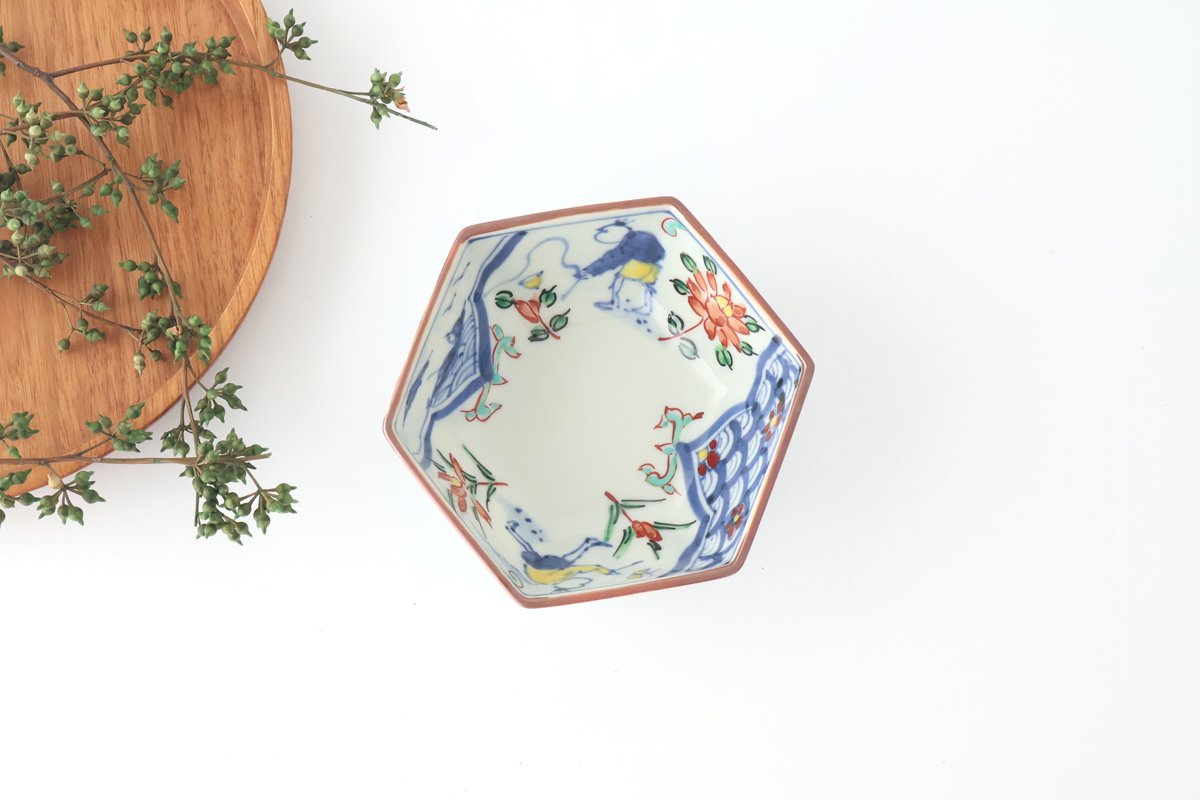 Small Hexagonal Bowl Children's Pattern｜Kobachi Hasami Ware