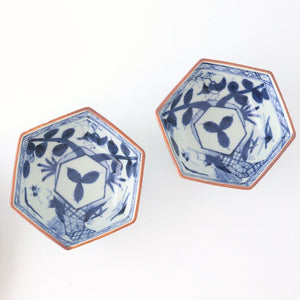 Small Hexagonal Bowl Flower and Birds｜Kobachi Hasami Ware