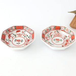 Octagonal Plate Blue and Red 7.6㎝/3in｜Arita Ware