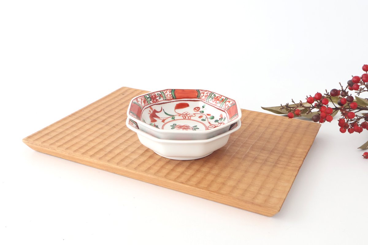 Octagonal Plate Blue and Red 7.6㎝/3in｜Arita Ware