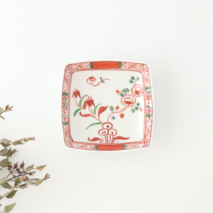 Square Plate Red Flower Small | Arita Ware