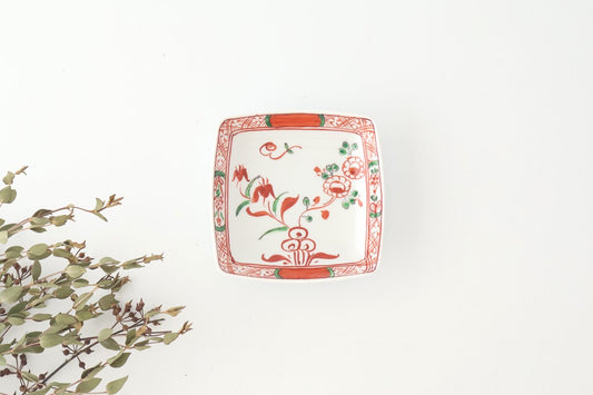 Square Plate Red Flower Small | Arita Ware