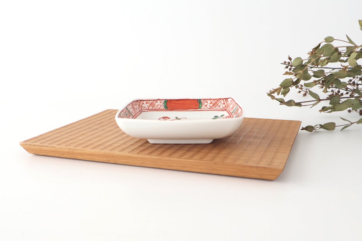 Square Plate Red Flower Small | Arita Ware