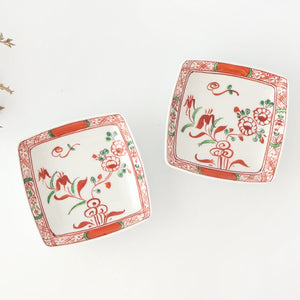 Square Plate Red Flower Small | Arita Ware