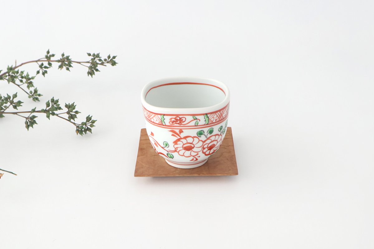 Japanese Cup Red Flowers M | Yunomi Arita Ware