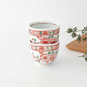 Japanese Cup Red Flowers M | Yunomi Arita Ware