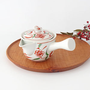 Japanese Teapot Red Flowers | Kyusu Arita Ware