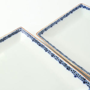 Rectangle Plate Bule Rim | Sushi Plate Arita Ware