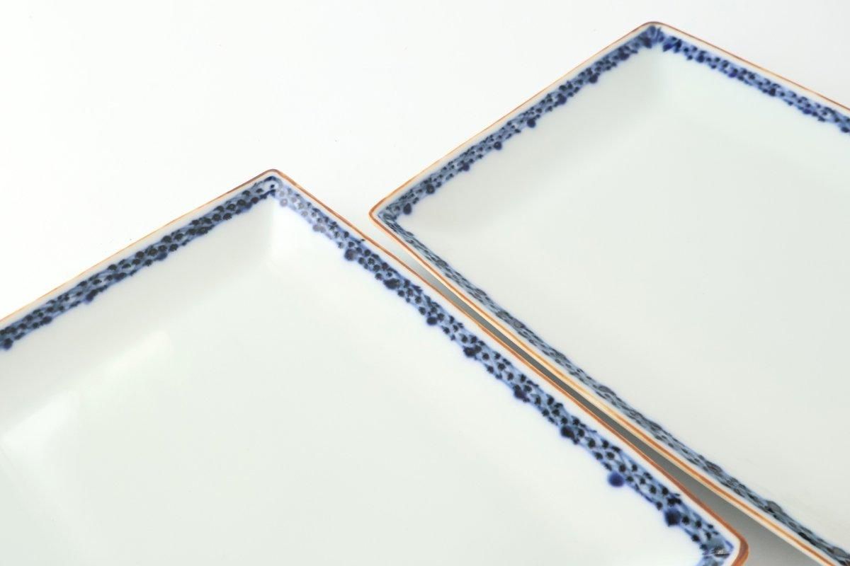 Rectangle Plate Bule Rim | Sushi Plate Arita Ware