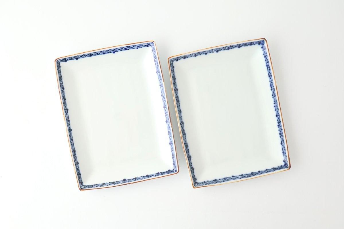 Rectangle Plate Bule Rim | Sushi Plate Arita Ware