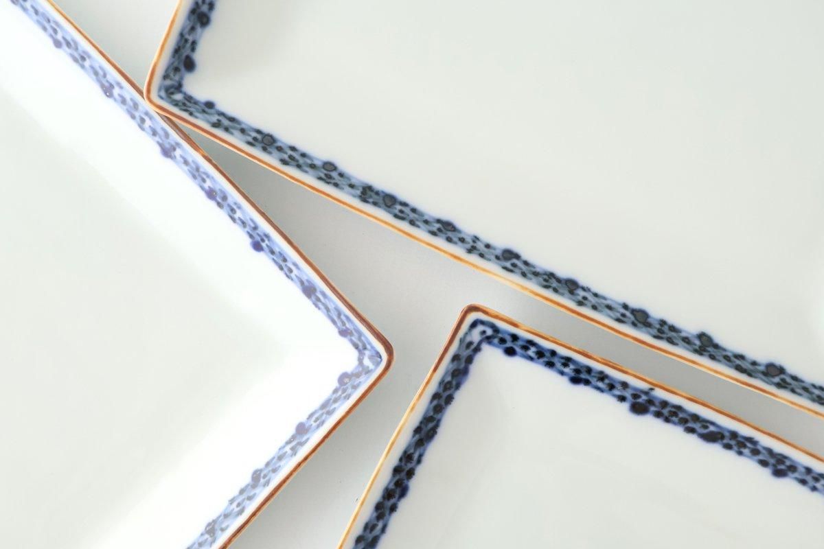 Rectangle Plate Bule Rim | Sushi Plate Arita Ware