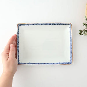 Rectangle Plate Bule Rim | Sushi Plate Arita Ware