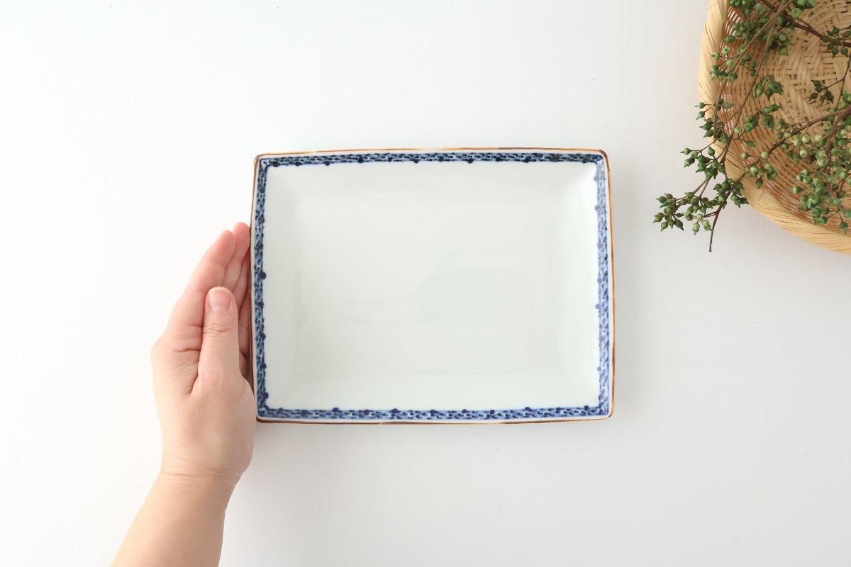 Rectangle Plate Bule Rim | Sushi Plate Arita Ware