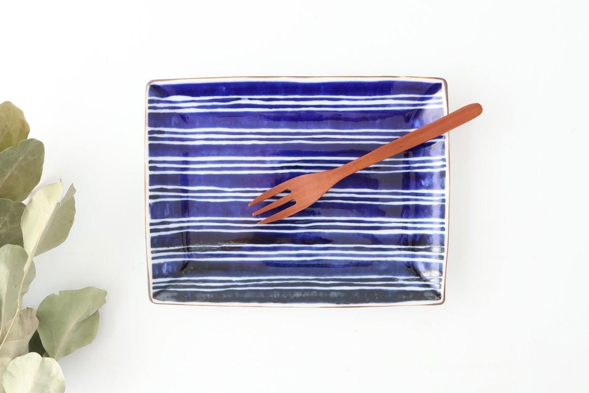 Rectangle Plate Bule and White Stripes | Sushi Plate Arita Ware