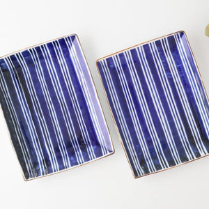 Rectangle Plate Bule and White Stripes | Sushi Plate Arita Ware