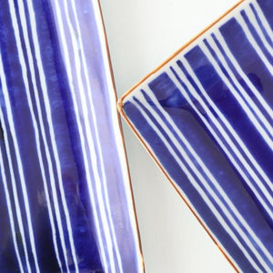 Rectangle Plate Bule and White Stripes | Sushi Plate Arita Ware