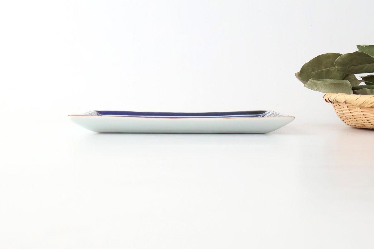 Rectangle Plate Bule and White Stripes | Sushi Plate Arita Ware