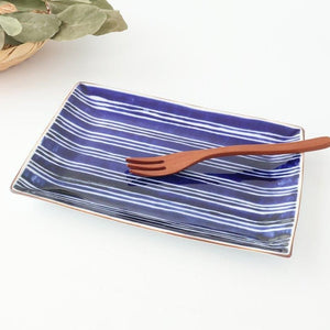 Rectangle Plate Bule and White Stripes | Sushi Plate Arita Ware