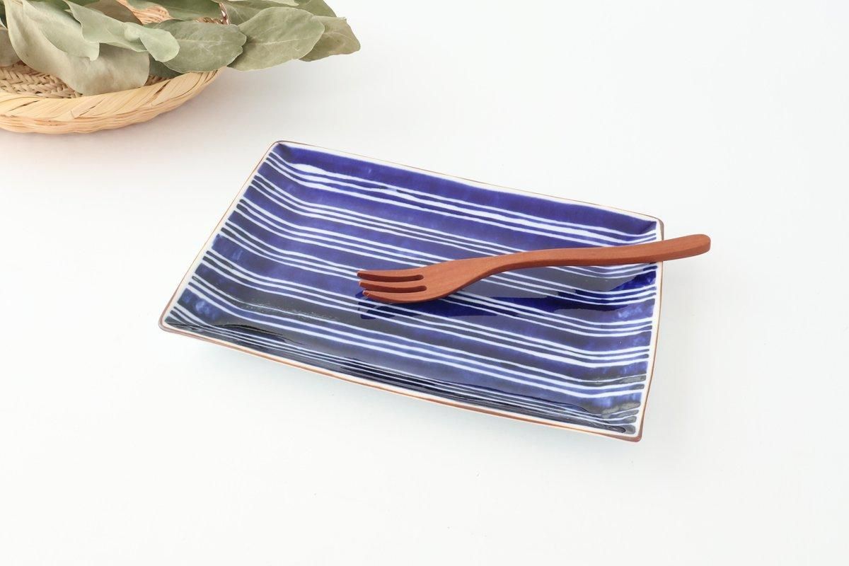 Rectangle Plate Bule and White Stripes | Sushi Plate Arita Ware