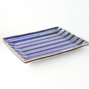 Rectangle Plate Bule and White Stripes | Sushi Plate Arita Ware