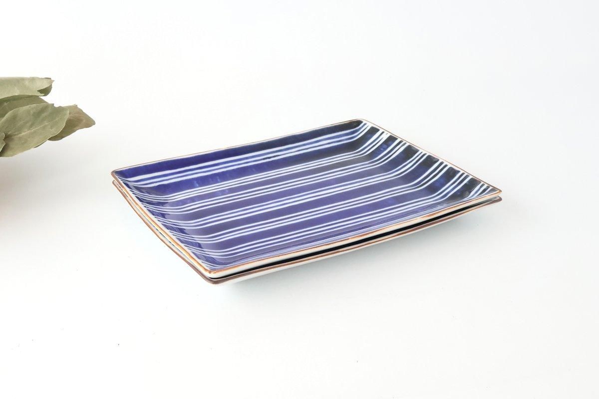 Rectangle Plate Bule and White Stripes | Sushi Plate Arita Ware