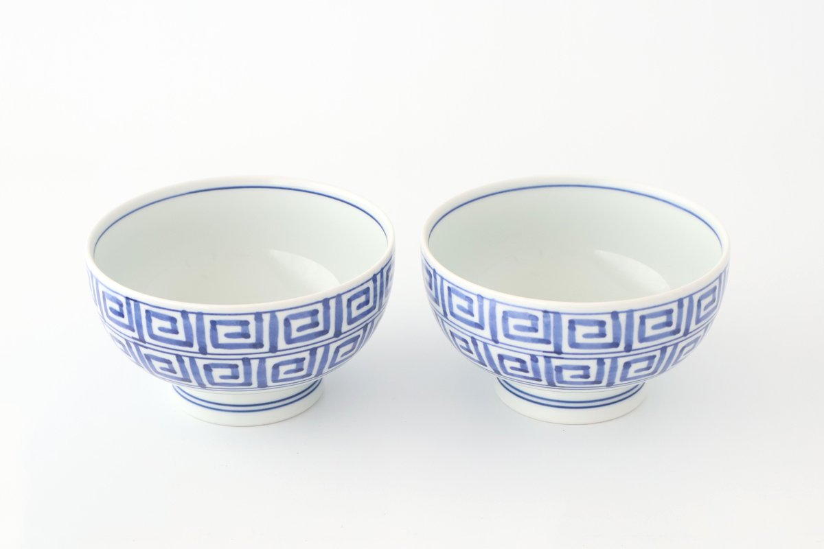 Round Bowl Blue Nanban Pattern｜Kobachi Hasami Ware