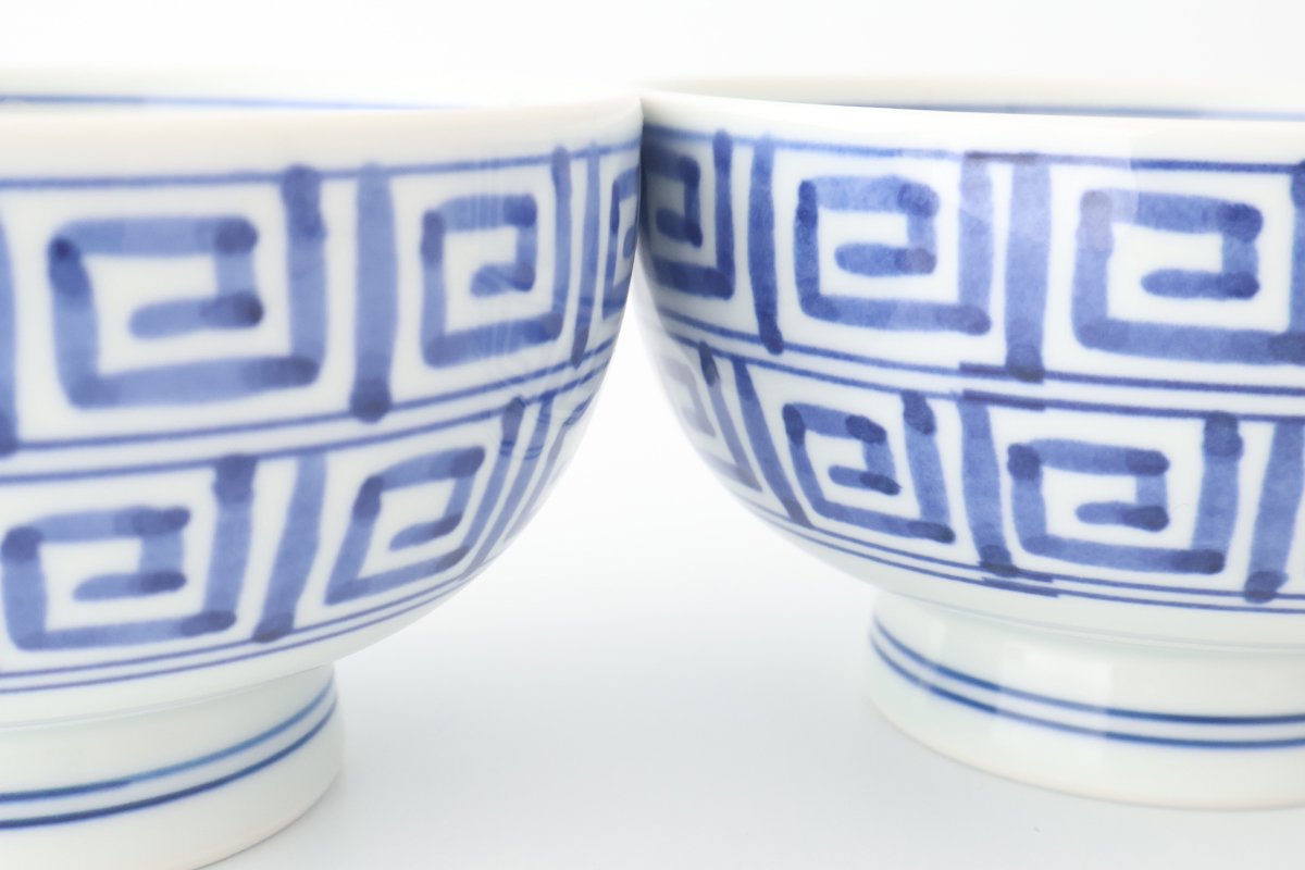 Round Bowl Blue Nanban Pattern｜Kobachi Hasami Ware