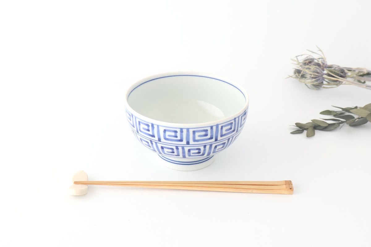 Round Bowl Blue Nanban Pattern｜Kobachi Hasami Ware