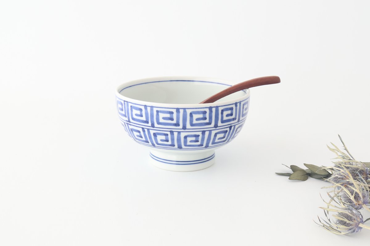 Round Bowl Blue Nanban Pattern｜Kobachi Hasami Ware