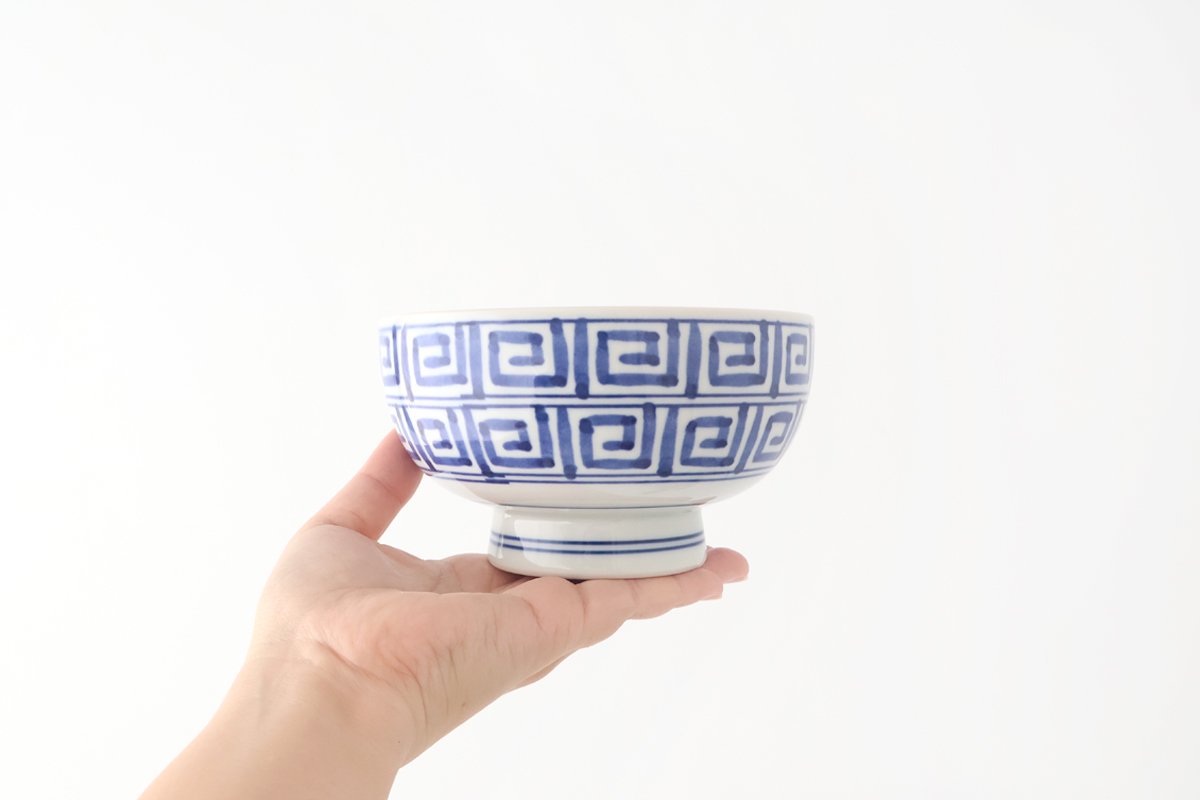 Round Bowl Blue Nanban Pattern｜Kobachi Hasami Ware