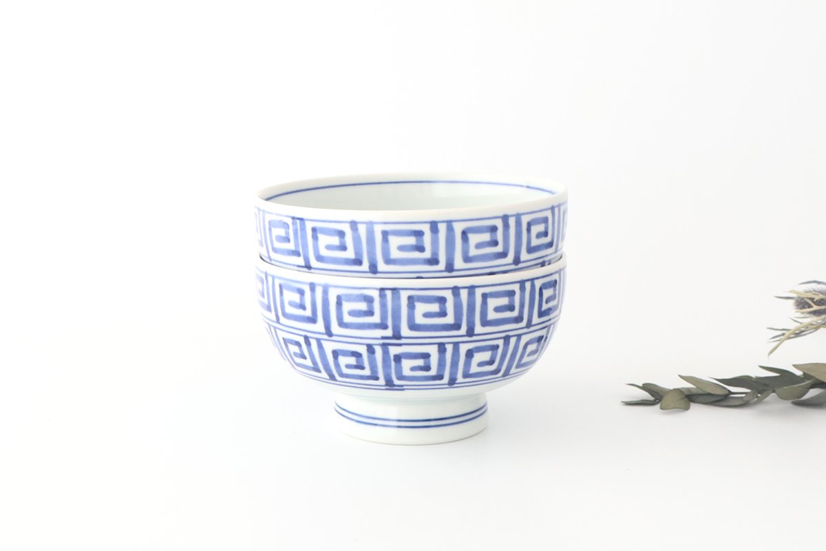 Round Bowl Blue Nanban Pattern｜Kobachi Hasami Ware