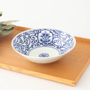 Flat Bowl Blue Arabesque and Flower 18cm/7in | Serving BowlHasami Ware