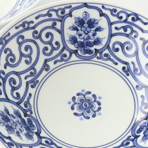 Flat Bowl Blue Arabesque and Flower 18cm/7in | Serving BowlHasami Ware