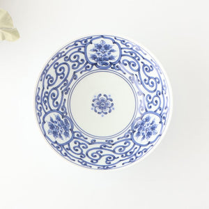 Flat Bowl Blue Arabesque and Flower 18cm/7in | Serving BowlHasami Ware