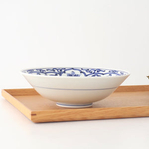 Flat Bowl Blue Arabesque and Flower 18cm/7in | Serving BowlHasami Ware