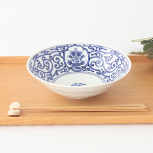 Flat Bowl Blue Arabesque and Flower 18cm/7in | Serving BowlHasami Ware