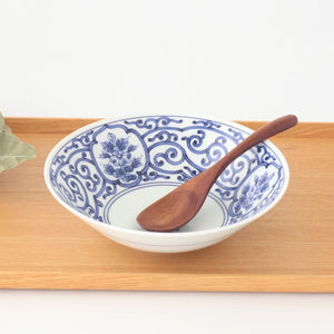 Flat Bowl Blue Arabesque and Flower 18cm/7in | Serving BowlHasami Ware