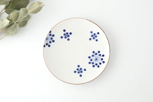 Yoshida Ware Round Plate Flower-dot 21cm/8.3in