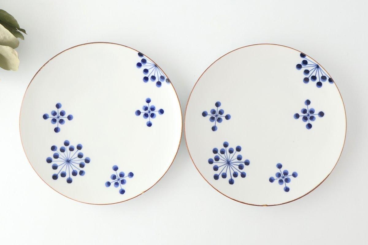 Yoshida Ware Round Plate Flower-dot 21cm/8.3in