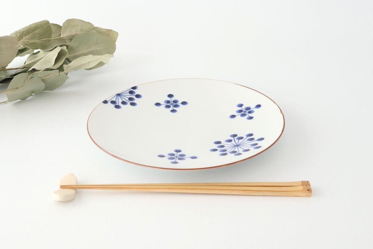 Yoshida Ware Round Plate Flower-dot 21cm/8.3in